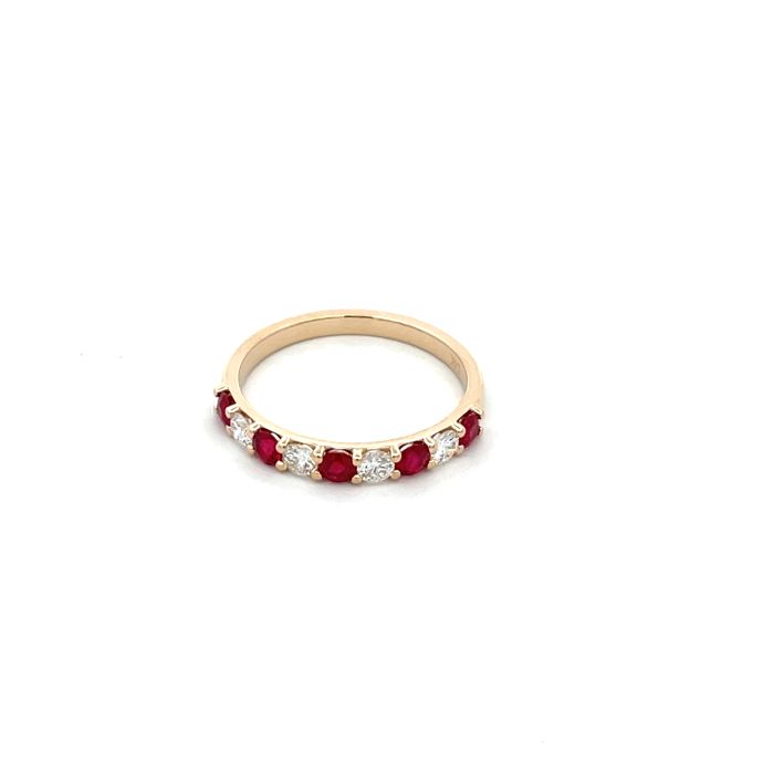 14K Yellow Gold 9 Stone Diamond and Ruby Band, 0.30ctw diamonds and 0.50ctw Rubies 14K Yellow Gold 9 Stone Diamond and Ruby Band, 0.30ctw diamonds and 0.50ctw Rubies