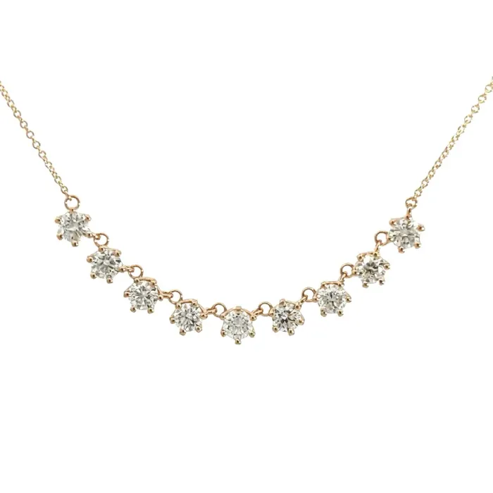 14K Yellow Gold Buttercup Prong Bar Necklace 2/1ctw 14K Yellow Gold Buttercup Prong Bar Necklace 2/1ctw