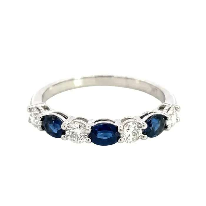 14K White Gold Diamond and Oval Sapphire Band 0.40ctw Diamonds 0.65ctw Sapphire 14K White Gold Diamond and Oval Sapphire Band 0.40ctw Diamonds 0.65ctw Sapphire