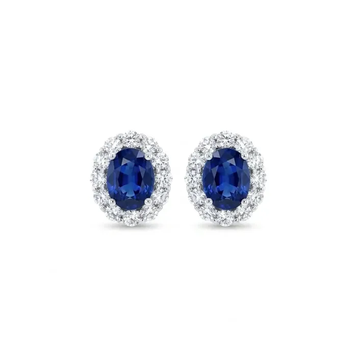 18k White Gold .83ctw Diamond 1.68ctw Sapphire Earrings 18k White Gold .83ctw Diamond 1.68ctw Sapphire Earrings