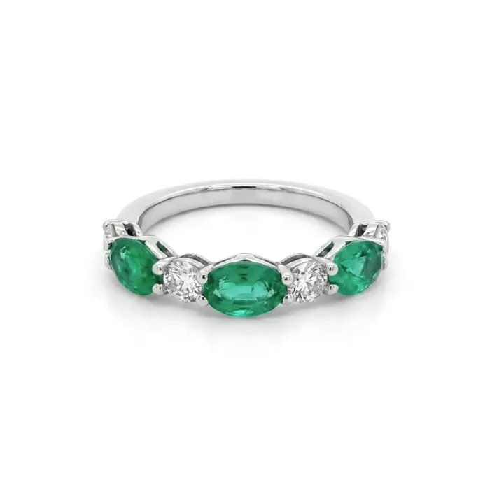 14k White Gold .61ctw Diamond 1.27ctw Emerald Ring 14k White Gold .61ctw Diamond 1.27ctw Emerald Ring