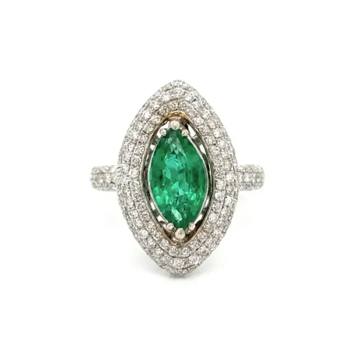 14k White Gold .95ctw Diamond 1.31ctw Emerald Ring 14k White Gold .95ctw Diamond 1.31ctw Emerald Ring