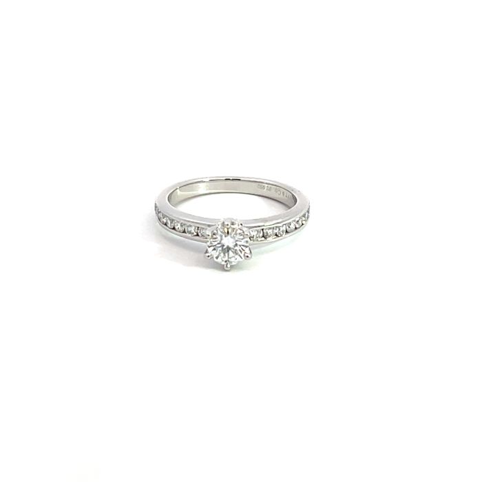 Tiffany & Co Platinum .89ctw Diamond Channel set Wedding Band with Roud .41ct F IF center Tiffany & Co Platinum .89ctw Diamond Channel set Wedding Band with Roud .41ct F IF center