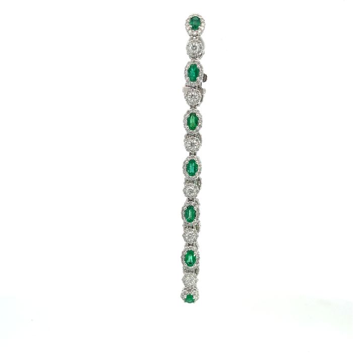 14K White Gold 1.55ctw Diamond 2.53ctw Emerald Bracelet 14K White Gold 1.55ctw Diamond 2.53ctw Emerald Bracelet