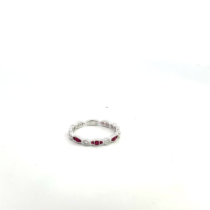18K White Gold .17ctw Diamond .4ctw Ruby Rings 18K White Gold .17ctw Diamond .4ctw Ruby Rings