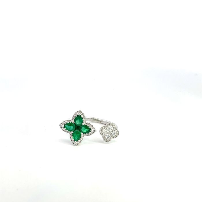 18K White Gold .47ctw Diamond .64ctw Emerald .09ctw Emerald Rings 18K White Gold .47ctw Diamond .64ctw Emerald .09ctw Emerald Rings