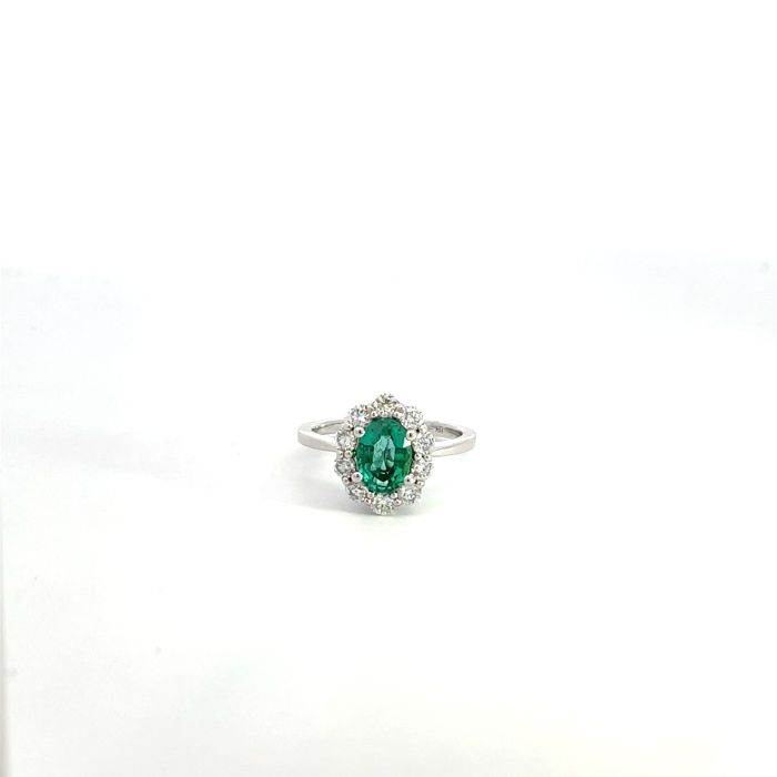 18K White Gold Diamond .74ctw Diamond 1.04ctw Emerald Rings 18K White Gold Diamond .74ctw Diamond 1.04ctw Emerald Rings
