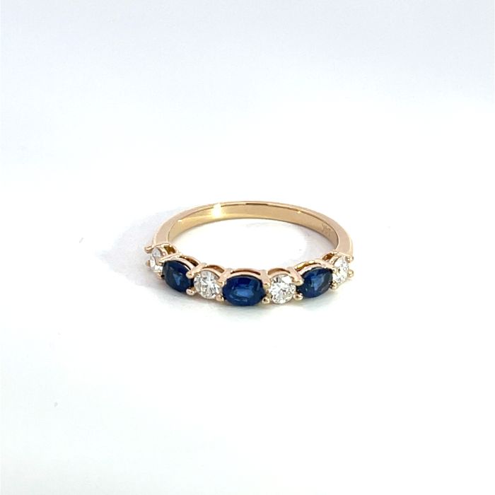 14K Yellow Gold Diamond and Oval Sapphire Band 0.38ctw Diamonds 0.62ctw Sapphire 14K Yellow Gold Diamond and Oval Sapphire Band 0.38ctw Diamonds 0.62ctw Sapphire