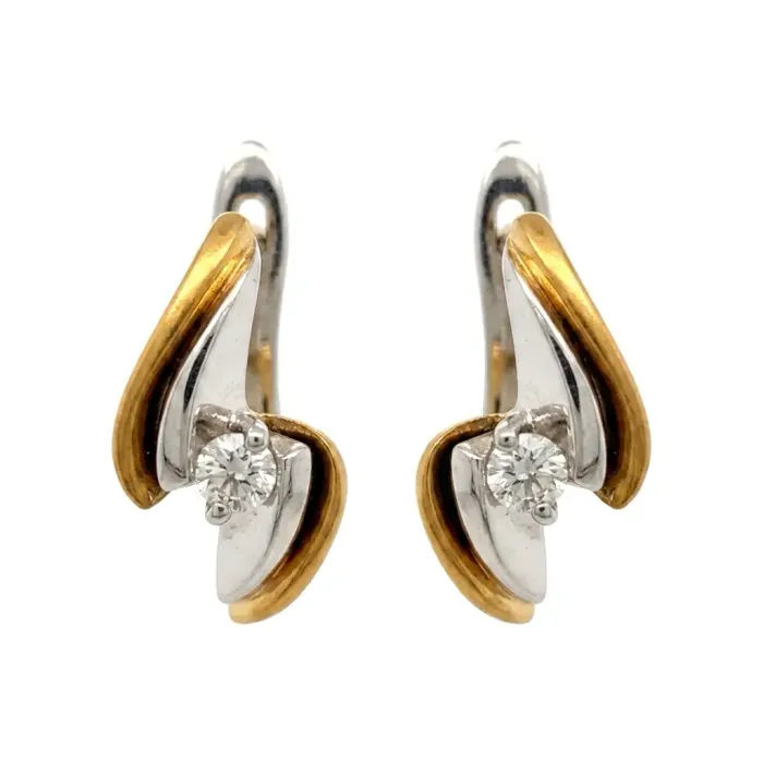 18K Yellow and White Gold 1/6ctw Diamond Fashion Earrings 18K Yellow and White Gold 1/6ctw Diamond Fashion Earrings