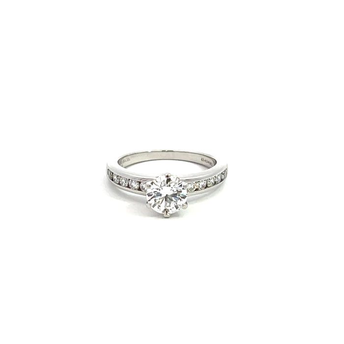 Tiffany & Co Platinum 1.29ctw Diamond Channel Set Engagement Ring with Round .96 EVS1 Center Tiffany & Co Platinum 1.29ctw Diamond Channel Set Engagement Ring with Round .96 EVS1 Center