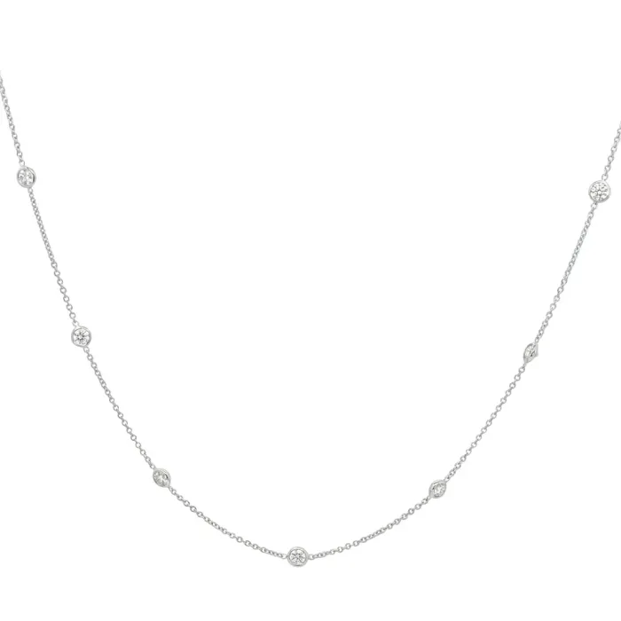 14K White Gold 2/1ctw Diamond by the Yard Necklace 18" 12 stations 14K White Gold 2/1ctw Diamond by the Yard Necklace 18" 12 stations