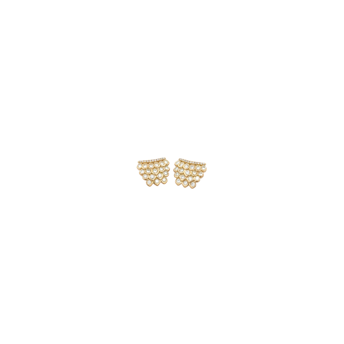 14K Yellow Gold 2.94ctw Diamond Scallop Small Fashion Earrings 14K Yellow Gold 2.94ctw Diamond Scallop Small Fashion Earrings