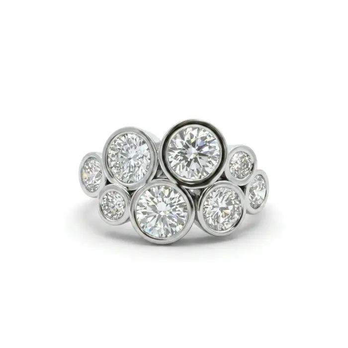 18K White Gold 3.16ctw Diamond Bubble Ring 18K White Gold 3.16ctw Diamond Bubble Ring