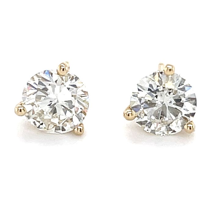 3 Prong Diamond Stud Earrings