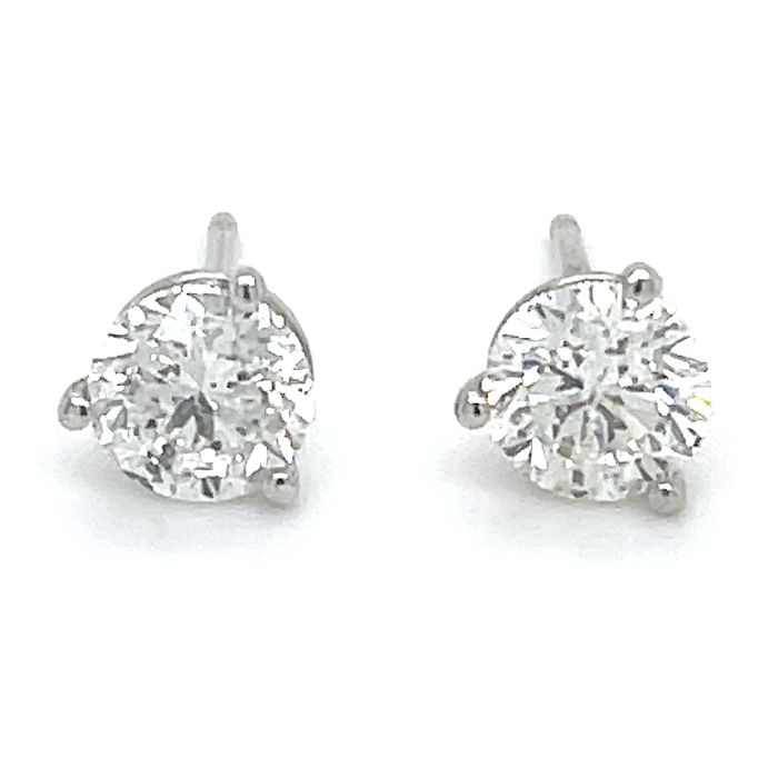 3 Prong Diamond Stud Earrings