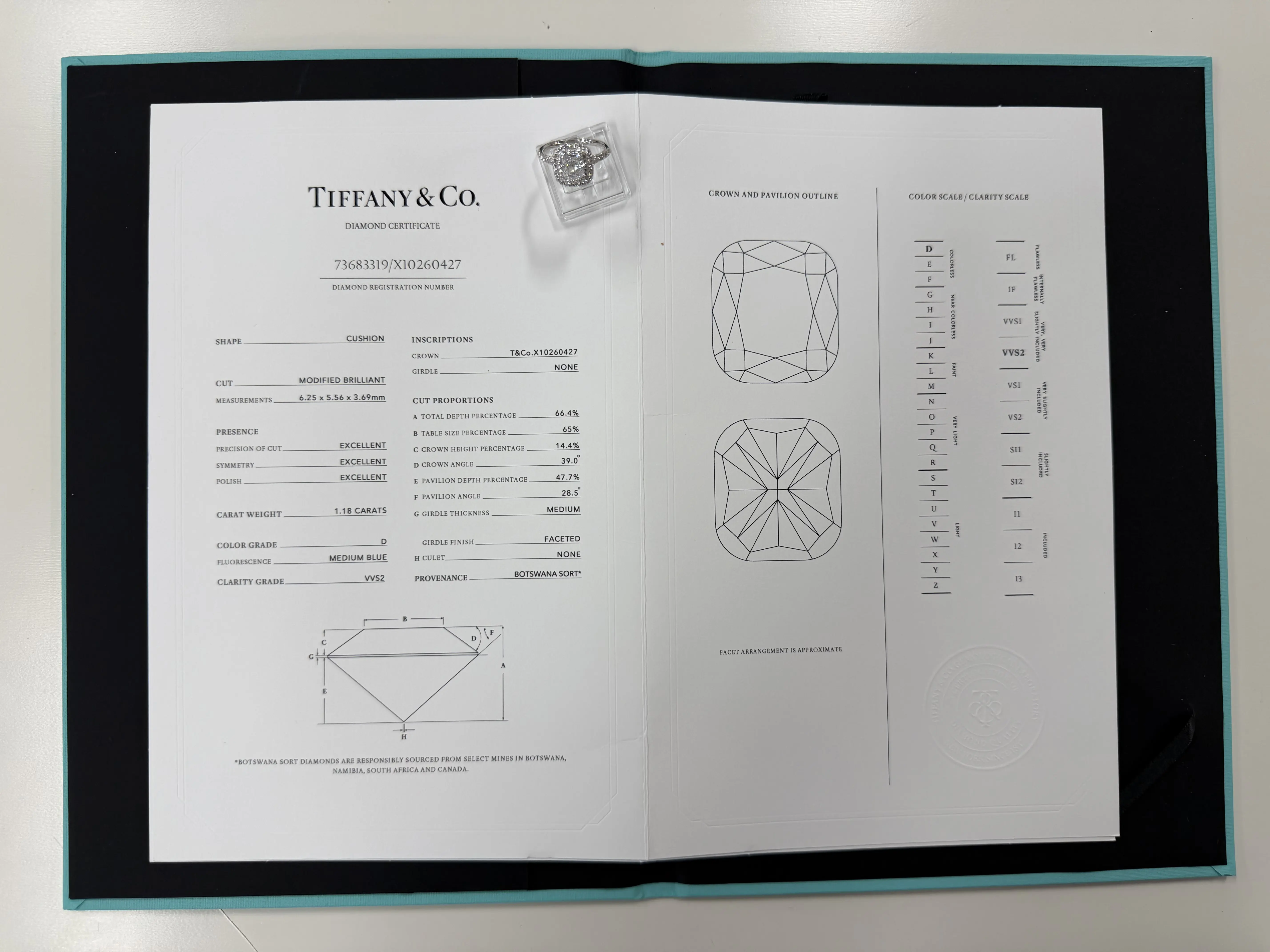 Diamond Ring With Its Correct Tiffany Certificate